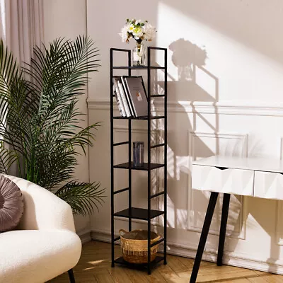 5-Tier Minimalistic Ladder Book Shelf Unit Metal Frame Home Display Storage Rack • £39.95