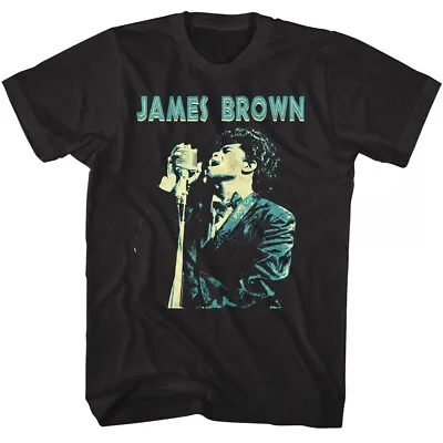 James Brown On The Microphone Men's T Shirt Singing Vintage Mic Godfather • $25.50