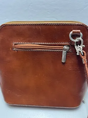 Vera Pelle Italian Leather Crossbody Bag Purse Made In Italy Brown 6.5”x 6.5” • $24.50