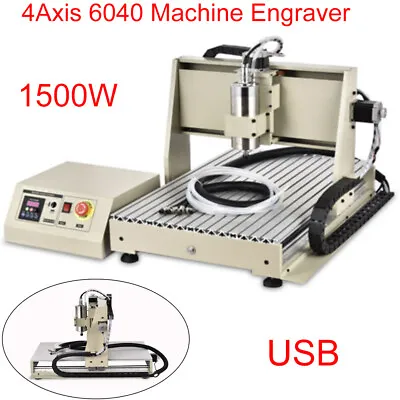 USB 4 Axis 6040 CNC Router Engraver Woodworking Engraving Milling Machine 1500W  • $1800