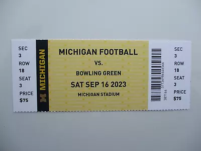 MICHIGAN WOLVERINES VS Bowling Green Football Ticket Stub September 16 2023 • $4.99