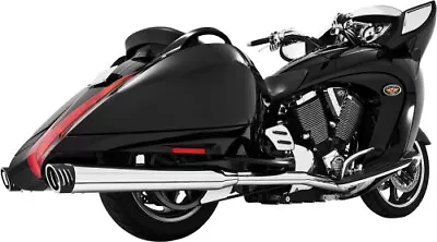 Racing Dual Exhaust System - Chrome Mufflers - Black Tips  Color: MV00017 • $1259.99