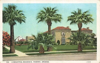 Postcard AZ Phoenix Palm Trees Lined Street Residence Homes Maricopa County • $5.99