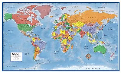 Swiftmaps World Classic Premier Wall Map Mural Large 3D Relief Decoration Poster • $12.95