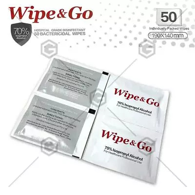 50-250pcs (19x14cm) Hospital Grade Surface 70% IPA Alcohol Wipes Wipe & Go Bulk • $1