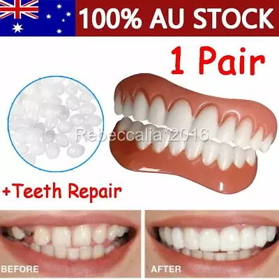 Snap On Bottom /Upper Lower False Teeth Dental Veneers Dentures Fake Tooth Smile • $14.19