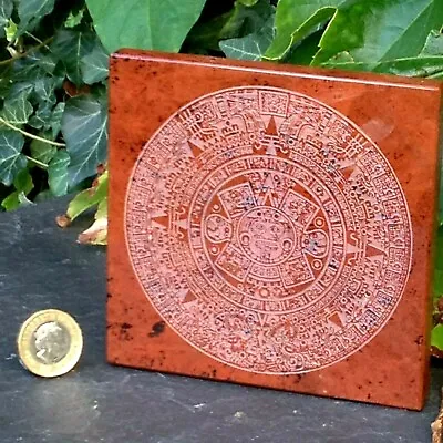 $72.56 • Buy Mahogany Obsidian Crystal Tile Calendar Wheel Mayan Aztec Engraving 336g 11x11cm