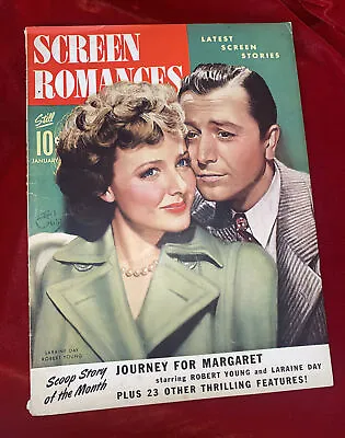January 1943 Screen Romances Magazine LARAINE DAY Robert Young Marlene Dietrich • $23