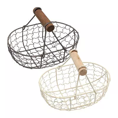 Vintage Egg Basket Iron Wire Fruit Basket Picnic Storage Basket With Handle • $11.95