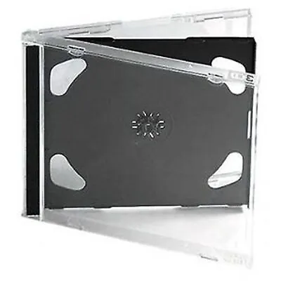 10 Double Plastic CD 10.4mm Jewel Case Cases 2 Way Clear Black Tray • £8.85