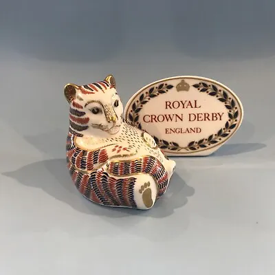 £35 • Buy Royal Crown Derby Tiger Cub Paperweight 1993 Gold Stopper
