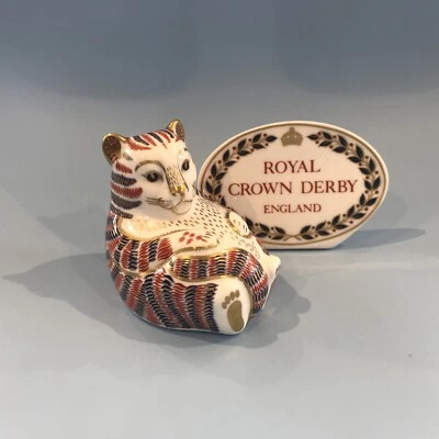 £35 • Buy Royal Crown Derby Tiger Cub Paperweight 1993 Gold Stopper