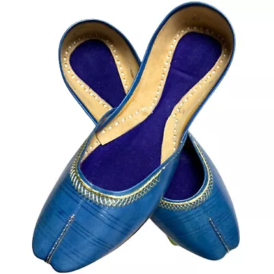 Beautifull Leather Blue Khussa For Women Leather Khussa Jutti With Unique Design • $5