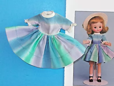 Vintage AC 8  Betsy McCall Doll Cotton Dress Variegated In Blue 1950s-1960s • $18.95