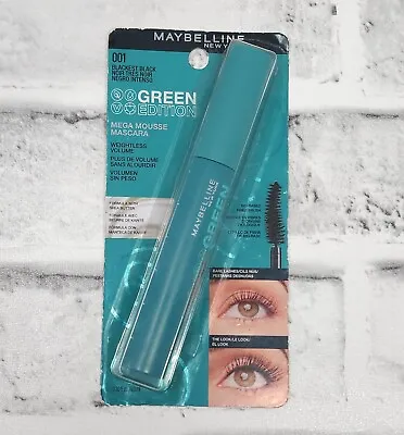 Maybelline Green Edition Mega Mousse Mascara Volume 001 Blackest Black • $4.36