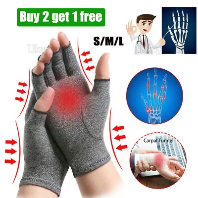 Copper Compression Gloves Anti Arthritis Fingerless Hand Support Pain Relief UK • £3.60