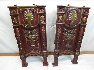Pair Antique Cast Iron Victorian Movie Theater Seat Side Ends Folding • $399.99