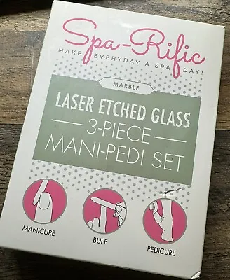 Spa-Rific MARBLE Laser Etched Glass 3 Piece Mani- Pedi Set • $27