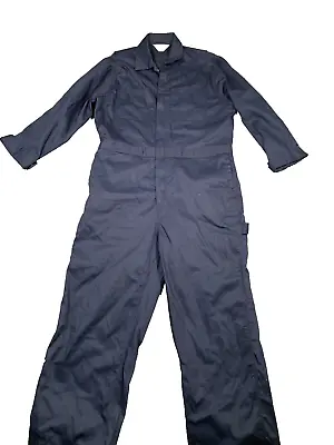 C.E Schmidt Mens Medium Navy Blue Long Sleeve Canvas Coveralls Jumpsuit Work • $17.33