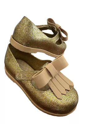 Mini Melissa Gold Bow Ultra Girl  Sz 9 Toddler LK NW Free S/ H Of • $28.55