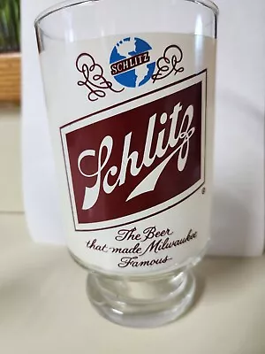 Schlitz Beer Glass - The Beer That Made Milwaukee Famous Vintage 7  Glass • $1.99