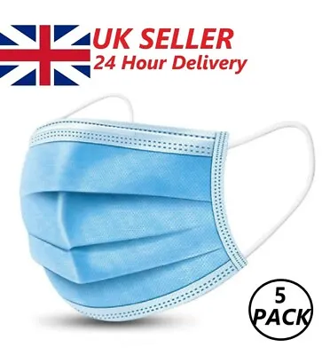 3-Ply Disposable Surgical Face Masks - Pack Of 5 • £2.50