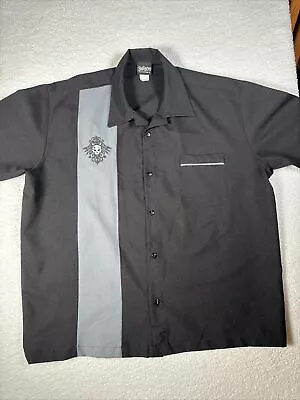 Mens BeRetro Button Up Bowling Shirt Sz XL Made In USA Black/Gray • $19.99