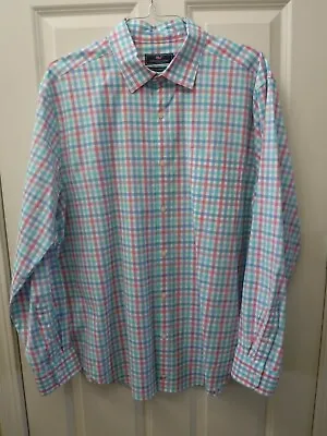 VINEYARD VINES CLASSIC FIT MURRAY XL Pink Blue Plaid Button Long Sleeve Shirt • $19.99