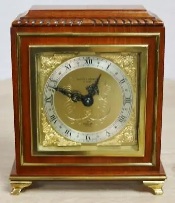 Vintage Elliott 8 Day Solid Mahogany & Bronze Square Timepiece Mantel Clock • $429.37