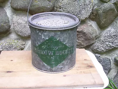 ANTIQUE 1950's J.C. HIGGINS  MINNOW BUCKET WITH INSERT ~  NICE CONDITION • $55