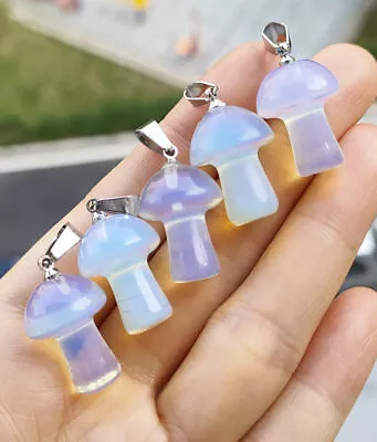 5pcs Opal Gems Stone Mushroom Pendants Prism Magic Wand Energy Amulet • $1.25