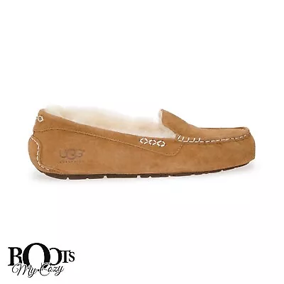 Ugg Ansley Chestnut Suede Sheepskin Moccasins Slippers Size Us 8/uk 6.5/eu 39 • $63.99