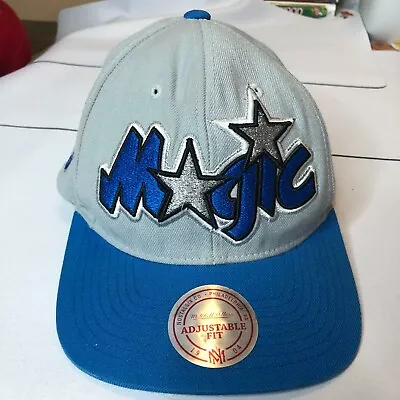 Orlando Magic Hat Snapback Cap Mens OS Adjustable Gray Blue Mitchell & Ness • $29.99