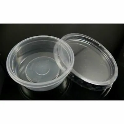 2oz Clear Plastic ROUND Containers+Lids DeliPots Sauce / HIGH QUALITY  • £4