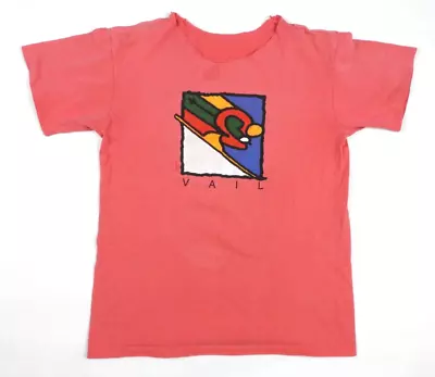 $14.99 • Buy Vintage Vail Colorado T Shirt Medium Distressed Chopped Collar Ski Winter Sports