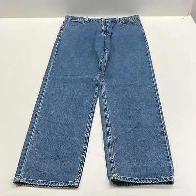 Harley Davidson Men’s Blue Denim Relaxed Fit Wide Leg Jeans Size 38 X 34 • $14