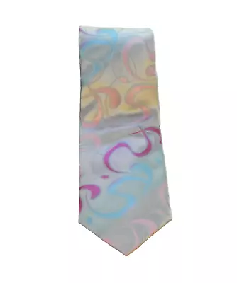 Dolce & Gabbena Men's 100% Silk Sqiggly Lines Tie Gray Pink Blue Fuchsia • $19.99