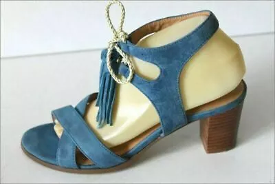 MINELLI Sandals All Leather Skin Blue Jean Cord T 39 TBE • $41.90