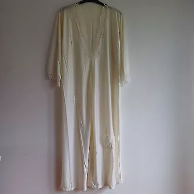 Vintage Lace Nightgown Long White Lace Romantic Satin 2XL • $16.99