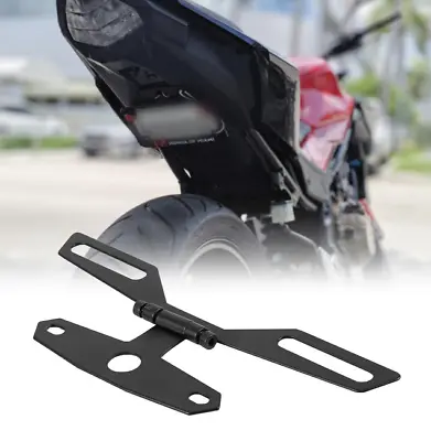 Motorcycle Tail Tidy License Plate Mount Holder Flip Up Fold Bracket Adjustable • $10.70