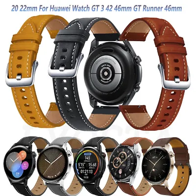Sport Leather Strap Band For Huawei Watch GT3 42 46mm/GT GT 2/GT2Pro/GTS 22 20mm • $15.16