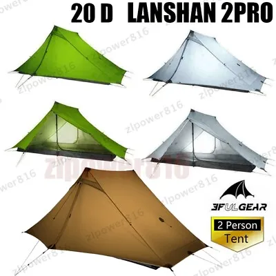 3F UL GEAR Lanshan 2Pro 2 Person Ultralight Backpacking 20D Camping Hiking Tent • $61.60