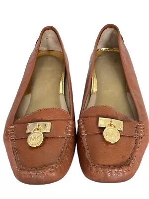 MICHAEL Michael Kors  Womens Hamilton Loafer Size 7.5 Brown Leather Moc Toe Logo • $43.95
