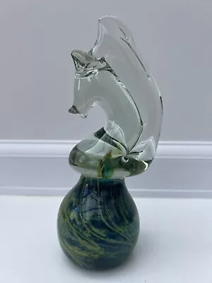 Vintage 1980s Medina 17cm Sea Horse Signed Glass Paperweight • £12