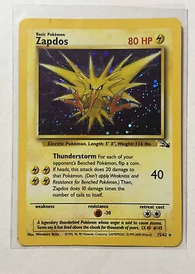 Pokémon TCG Zapdos Fossil 15/62 Holo Unlimited Holo Rare • $14.99