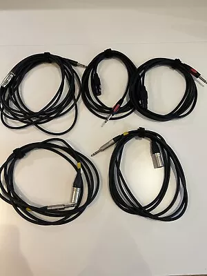 5 X Assorted Female / Male XLR To Jack Lead - Mic / Mixer / DI Cable - Black • £28.50