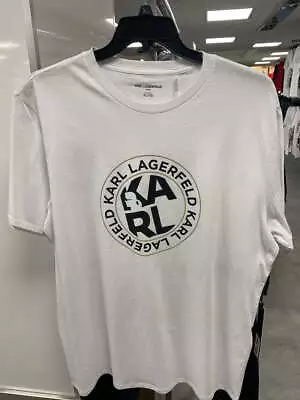 Karl Lagerfeld Mens T-shirt White Cotton C10001697200001 • $28.74