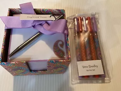 Vera Bradley NOTE CUBE WITH PEN & GEL PEN SET (5) Paisley In Paradise PAD NWT • $28.99