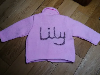 Hand Knitted Personalised Cardigan With The Name Lily • £0.99