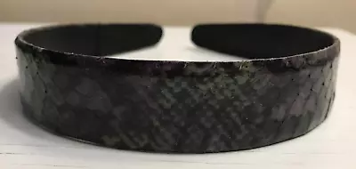 Genuine Snakeskin Headband 1  Wide Mottled Dark Green & Black NWT $118 Retail • $20